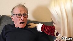 Nice Elderly man fucks tight-fisted teen pussy and cums